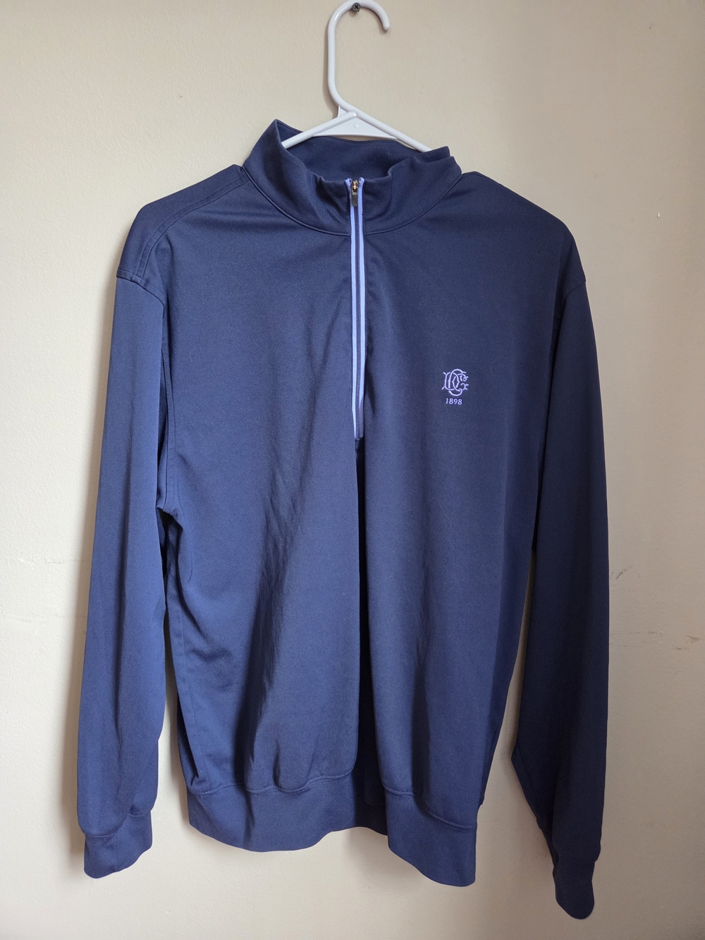 Donald Ross Men’s M Golf 1/4 Zip Pullover Navy Blue Club Logo 1898